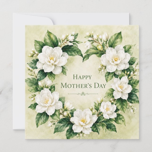 "Kärlekens blomning: Vit Gardenia Mors dag  Kort (Framsida)