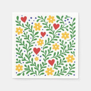 Kärlekens fest djärga färgrika blommande bröllop pappersservett