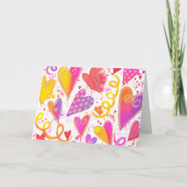 Kärlekens Firande Akvarellhjärtan Kort