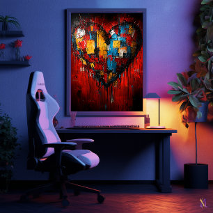 Kärlekens fragment samtida expressionistiskt hjärt poster