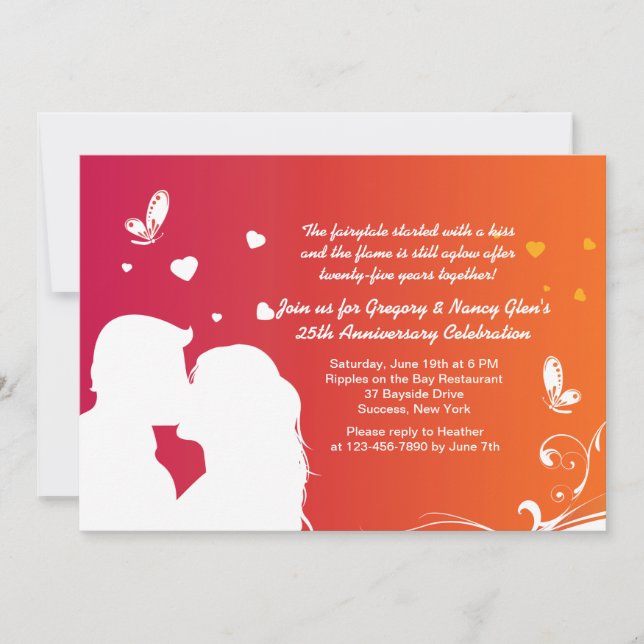 Kärlekens kyss årsdag inbjudan (Framsida)