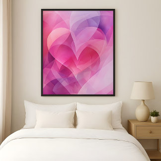 Kärlekens lager - Abstrakt rosa hjärtan Poster