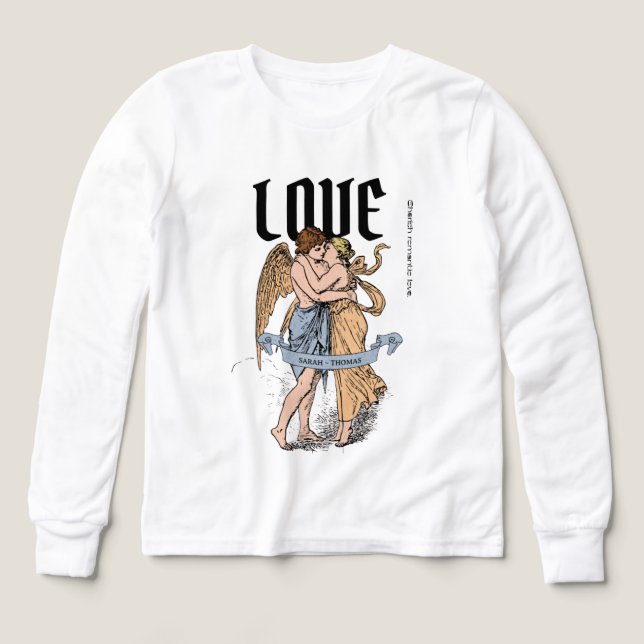 Kärlekens omfattning – Romantisk parillustration T Shirt (Design framsida)