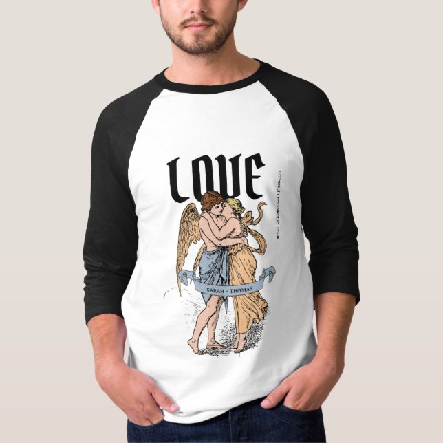 Kärlekens omfattning – Romantisk parillustration T Shirt (Framsida)