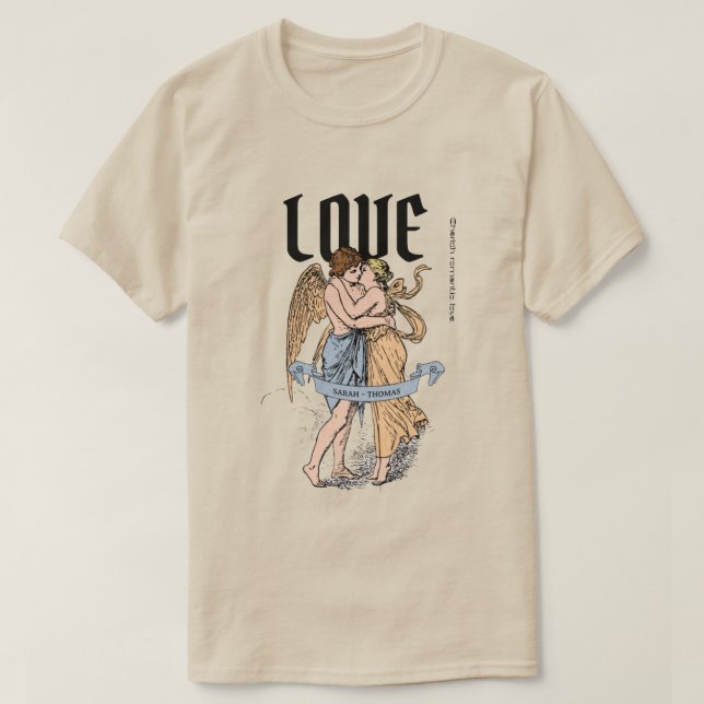 Kärlekens omfattning – Romantisk parillustration T Shirt (Design framsida)