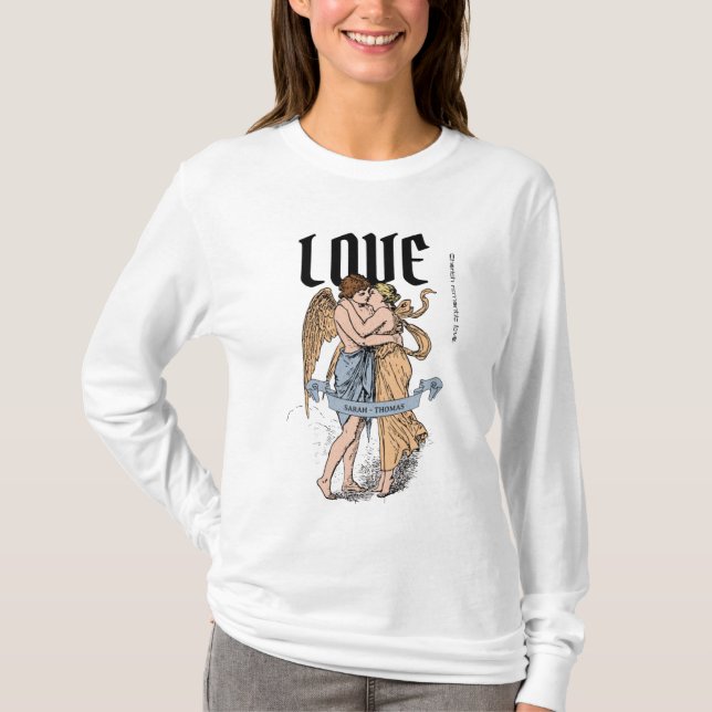 Kärlekens omfattning – Romantisk parillustration T Shirt (Framsida)