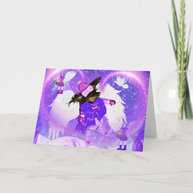 Kärlekens snöängel gratulationskort kort (Framsida)