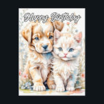 Kärlekens vänner för evigt vykort<br><div class="desc">Det här födelsedagskortet har en illustration av en söt valp och en bedårande kattunge som är rara tillsammans. Vänligen ändra alla tillgängliga alternativ som du önskar.</div>