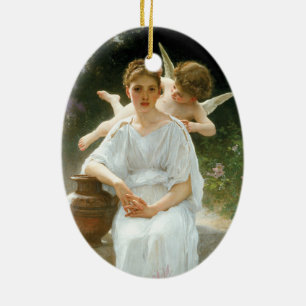 Kärlekens viskningar, första drömmen av Bouguereau Julgransprydnad Keramik