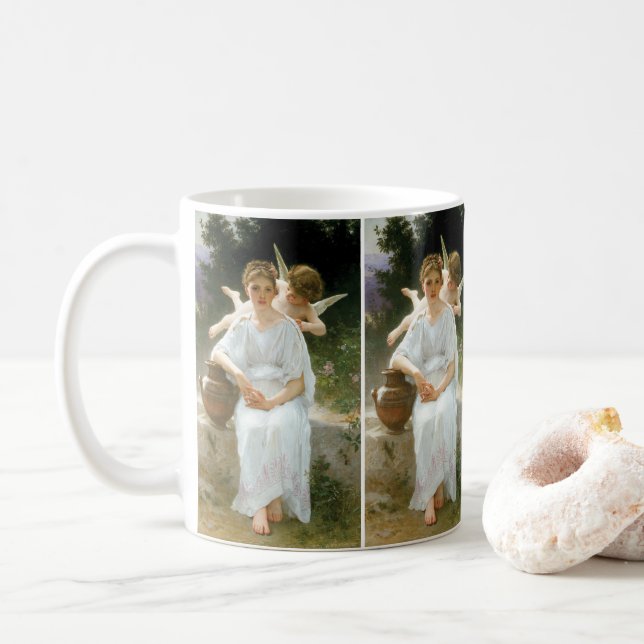 Kärlekens viskningar, första drömmen av Bouguereau Kaffemugg (Med munk)