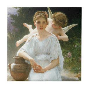 Kärlekens viskningar, första drömmen av Bouguereau Kakelplatta