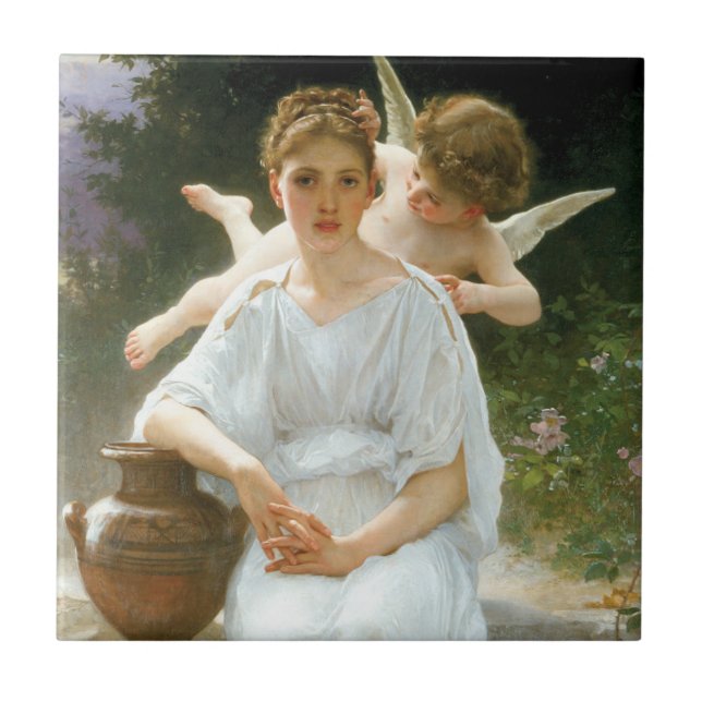 Kärlekens viskningar, första drömmen av Bouguereau Kakelplatta (Framsidan)