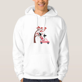 Kärlekfåglar & Alla hjärtans dags blommiga lastbil Hoodie