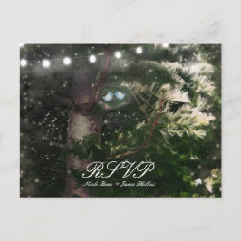 Kärlekfåglar + Tall Tränatt Bröllop RSVP Inbjudan Vykort