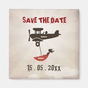 KÄRLEKFLYGbröllop spara datum Magnet