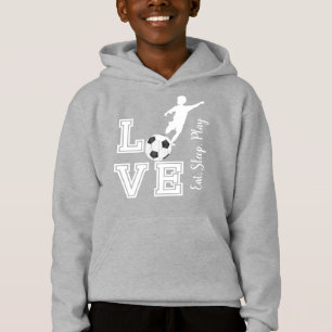 Kärlekfotboll - äta, sova, lek - svart & vit t shirt