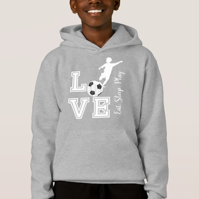Kärlekfotboll - äta, sova, lek - svart & vit t shirt (Framsida)