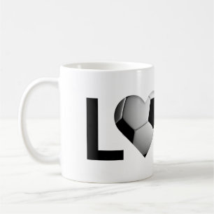 Kärlekfotbollmugg (fotbollbollhjärta) kaffemugg