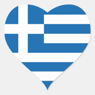 KärlekGrekland flagga, grekisk Hjärtformat Klistermärke