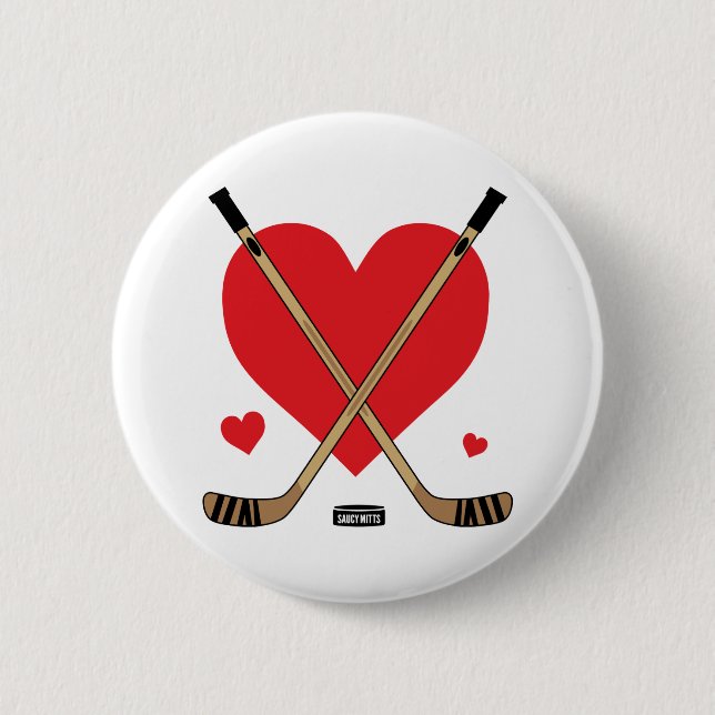 Kärlekhjärtahockey klibbar flickor, hockey knapp (Framsida)