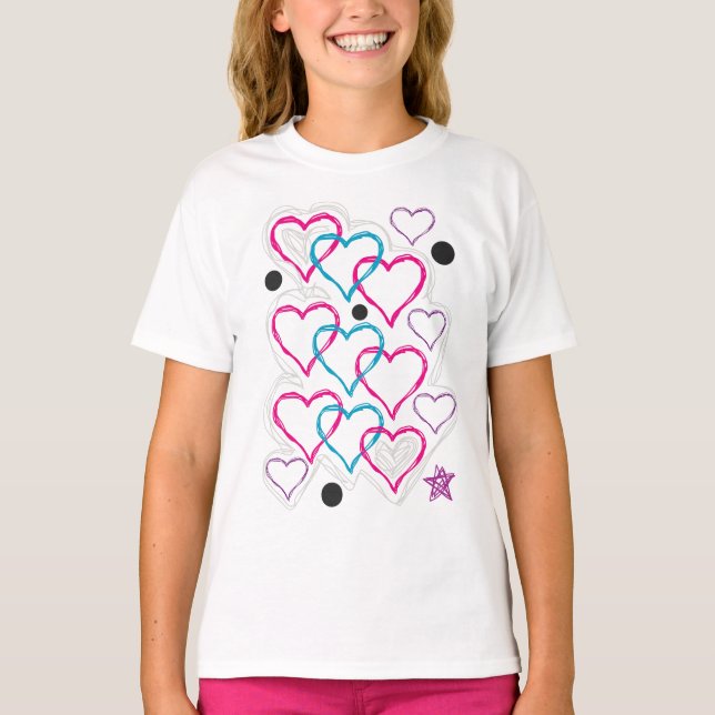 Kärlekhjärtaklotter Tee Shirt (Framsida)