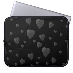 Kärlekhjärtamönster i svart och Gray. Laptop Sleeve