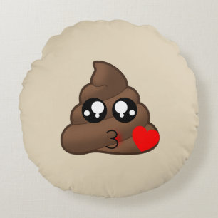 Kärlekhjärtapoopen Emoji kudder Rund Kudde