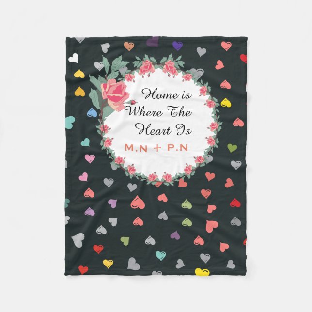 Kärlekhjärtor Fleecefilt (Framsidan)