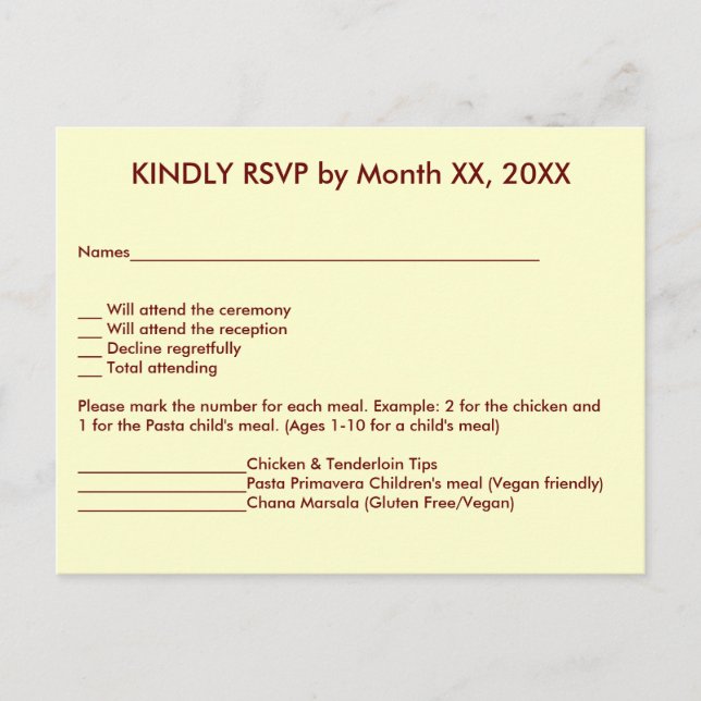 Kärlekhjärtor & vykort för röd rosbröllop OSAmeny (Framsida)