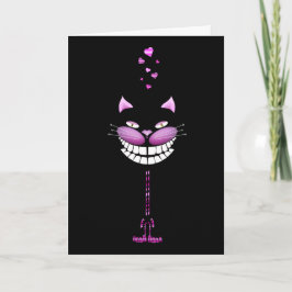 Kärlekkattunge. Gullig rosa le cheshire katt Helgkort