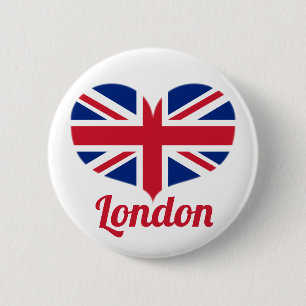 KärlekLondon hjärtformade UK flagga/facklig ja Knapp