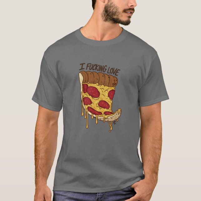 Kärlekpizzamanar T-tröja T Shirt (Framsida)