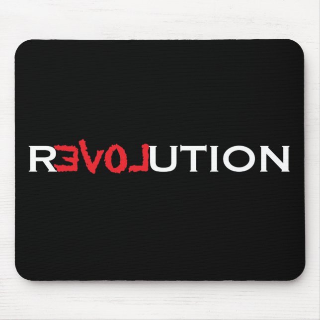 Kärlekrevolutionen Mousepad - svärta med rött och Musmatta (Framsidan)