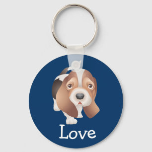 Kärleks Basset Hound Valp Hund Blå Nyckelring