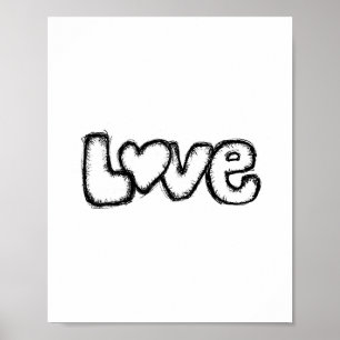 kärleks doodle svart vit modern enkel anpassad poster