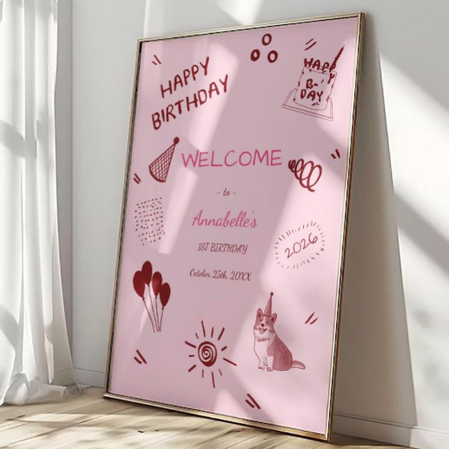 Kärleks Hund 1-årsdag – Sötnos, Ballonger Poster (Skapare uppladdad)