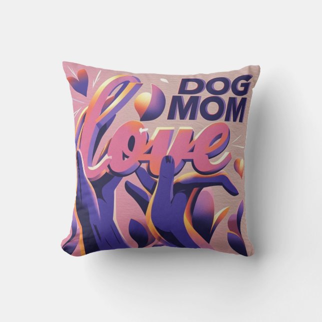Kärleks Hund Mamma Rosa Lila Kudde (Framsida)