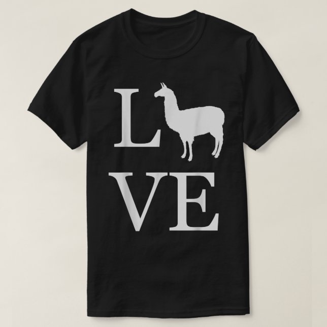 Kärleks Lama Alpacka Silhuett Llama Ägare Älskare  T Shirt (Design framsida)