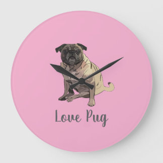Kärleks Pug Stor Klocka