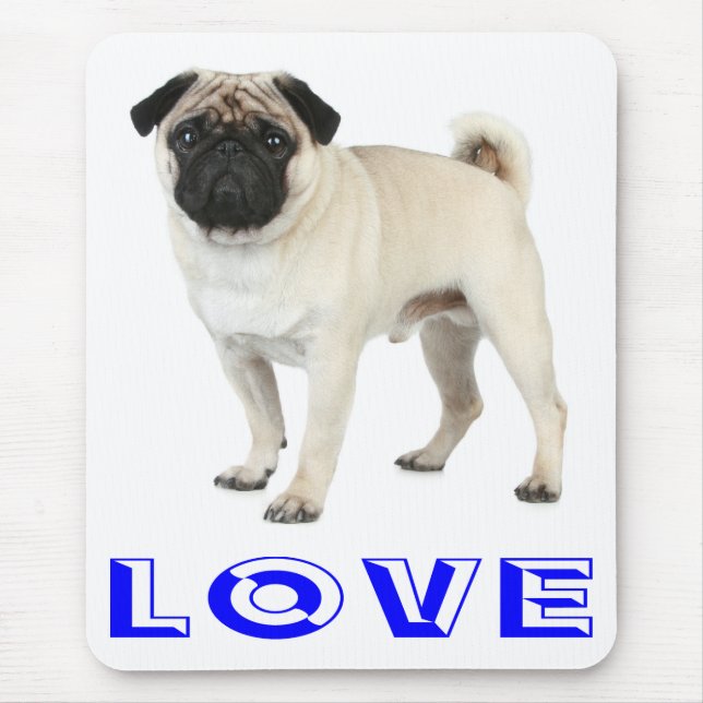 Kärleks Pug Valp Hund Datormusmatta Musmatta (Framsidan)