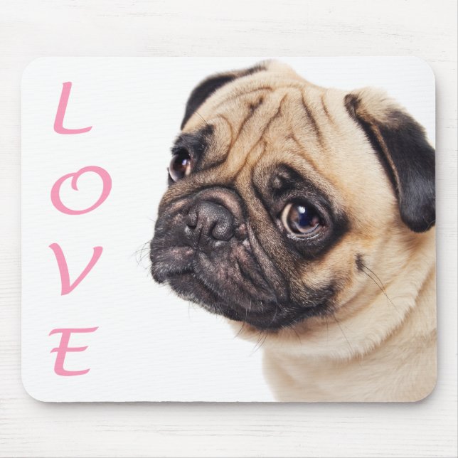 Kärleks Pug Valp Hund Musmatta (Framsidan)