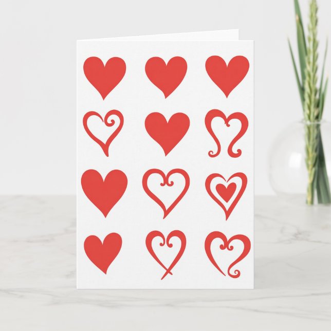 Kärleks Red Hearts-kort Kort (Framsida)