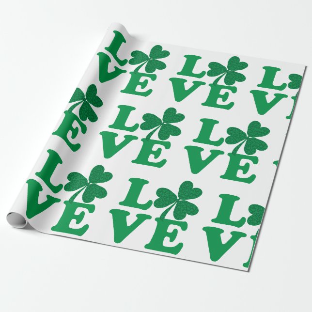 Kärleks Shamrocks Presentpapper (Utrullad)