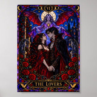 Kärleks Tarotkort Gotisk Vampyr Glasmosaik Poster