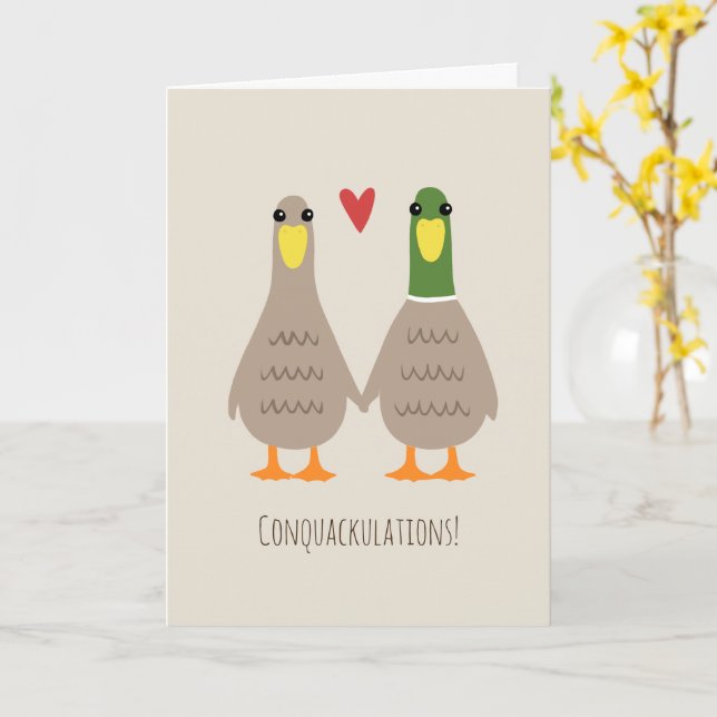 Kärleksänder Bröllop Grattis Roligt Grattis Kort (Gul blomma)