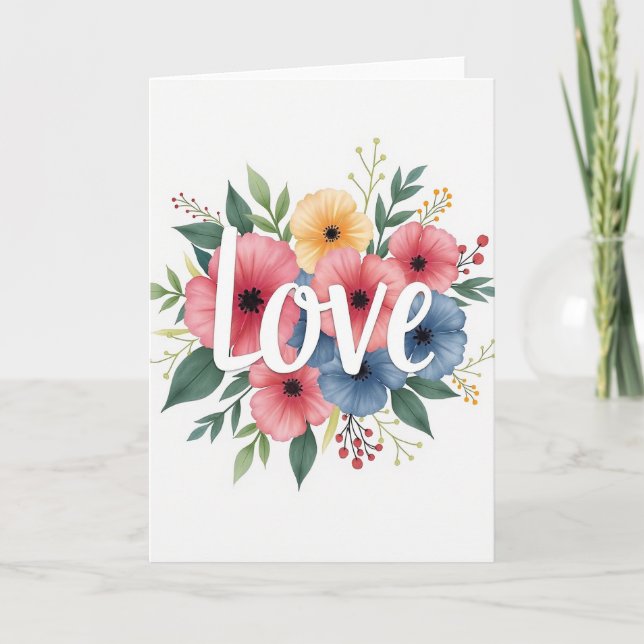 Kärleksblomma Akvarellkort Kort (Framsida)