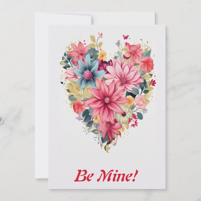 Kärleksblomma Regnbåge Hjärta 3 Personlig Julkort (Framsida)