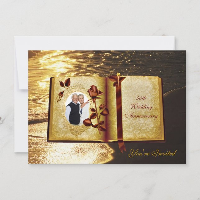 Kärleksbok 50-års bröllopsjubileum Foto inbjudan (Framsida)