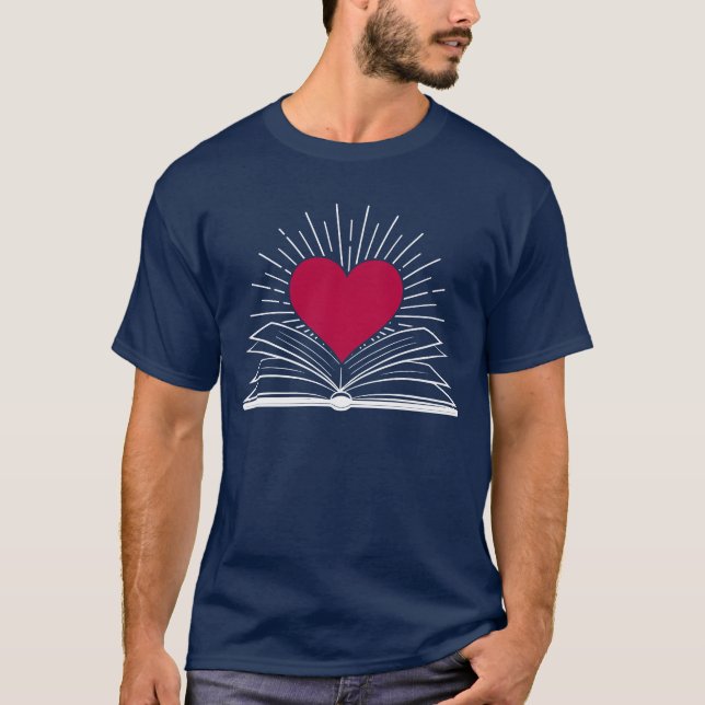 Kärleksbok och läsbok rolig t shirt (Framsida)