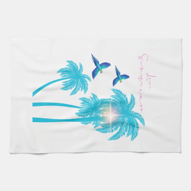 Kärleksbrev Design - Kärlek, sommar xxoo Kökshandduk (Horisontell)